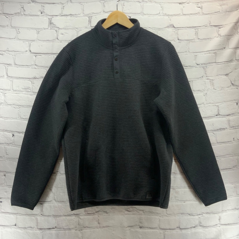 Gerry Sweater Pullover Gray‎ Mens Sz M Athletic Henley Snaps Long Sleeved